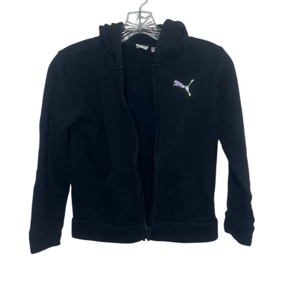 Puma Kids Zip Up Hoodie Sweatshirt Girls Medium 8-10 Black - Picture 5 of 8
